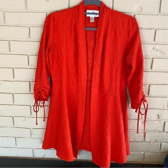 Joseph Ribkoff Tops - Joseph Ribkoff Women’s Red 3/4 Sleeve Open Ruched/Gathered Detail Jacket Sz 4